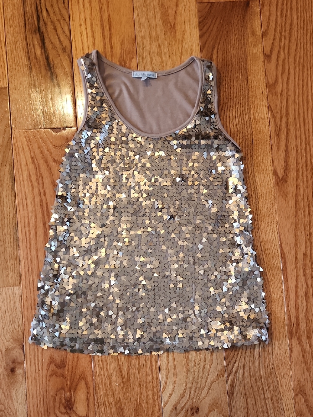 Charlotte Russe Silver Sequin Scoop Tank